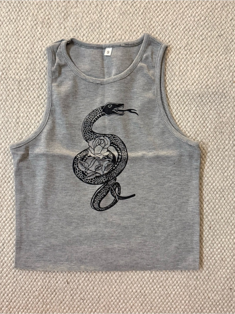 Grey Tank with Snake Design